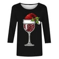 thumbnail image 4 of Fewfanhot Women's Clothing 3/4 Length Sleeve Casual Loose Fit Crewneck T Shirts Cute Solid Three Quarter Length Tunic Tops, 4 of 4