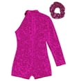 thumbnail image 4 of TiaoBug Kids Girls Sequins Long Sleeve Dance Leotards with Hair Tie for Hip Hop Jazz Cheer Leader Performance Hot Pink 14, 4 of 6