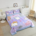 thumbnail image 3 of Girls Kawaii Cat Comforter Set Pink Blue Purple Pastel Bedding Set Rainbow Ombre Cats Bedding Comforter Sets For Kids Teen Women,Cute Cat Quilt Duvet 2 Pillow Cases Cat Lover Room Decor,Full Size, 3 of 6