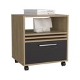 thumbnail image 5 of 1 Drawer Nightstand In Natural Oak / Black With 4 Wheels And Shelf Beige + Drawer, Wheels,, 5 of 5