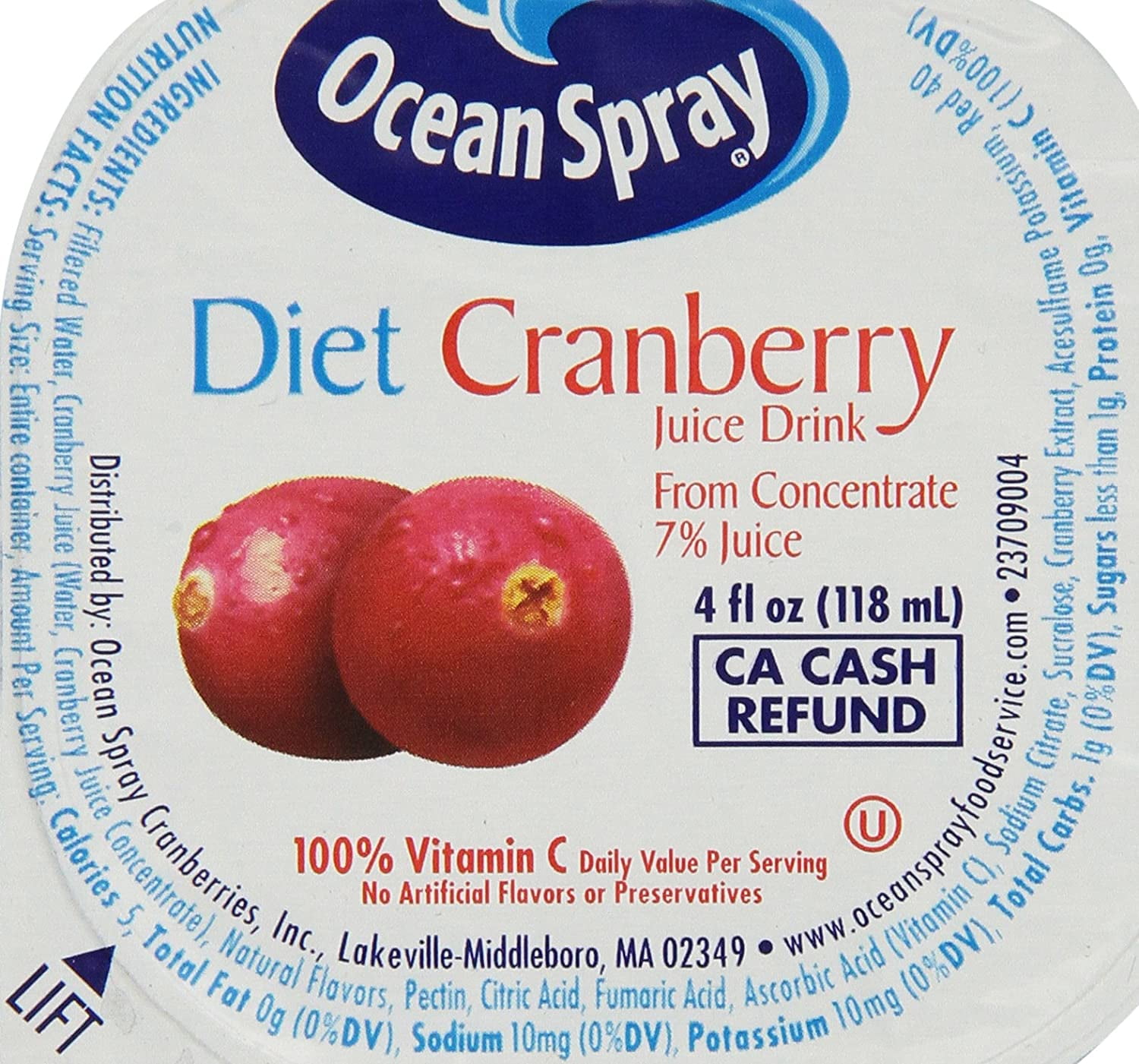 Ocean Spray Diet Cranberry Juice Cups, 4 Ounce (Pack of 48)