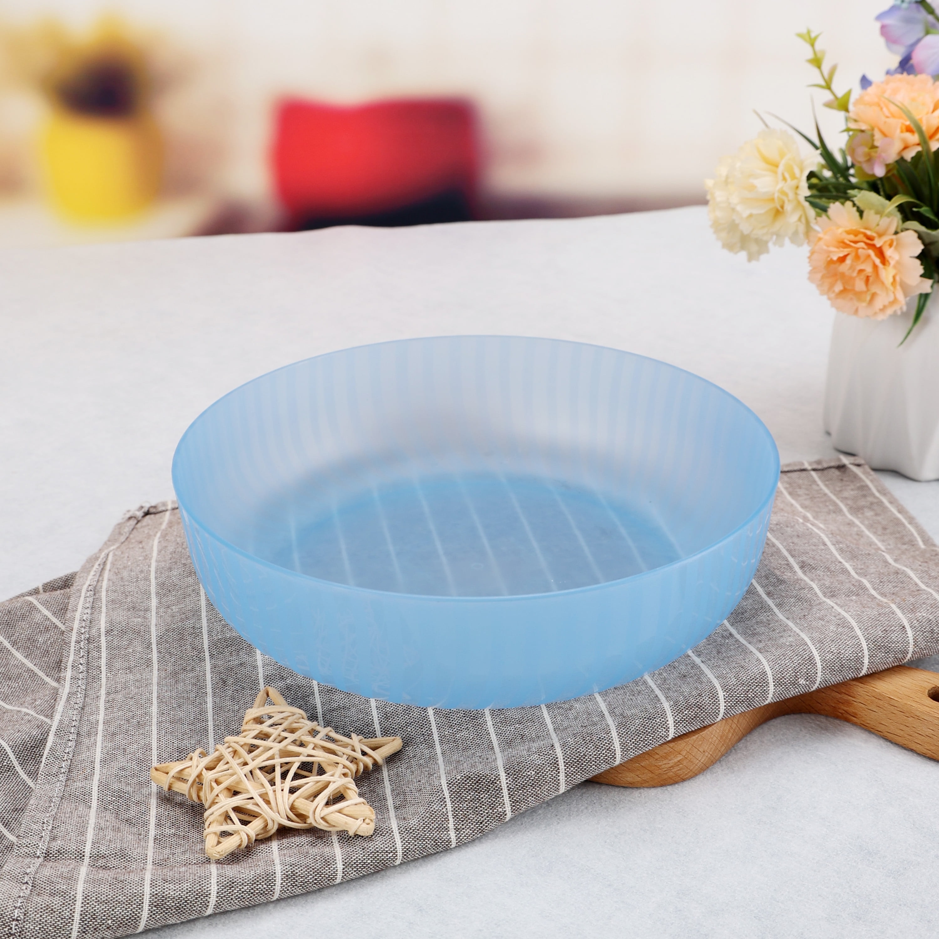 Mainstays - Blue Round Plastic Swirl Pattern Dinner Bowl, 42-Ounce