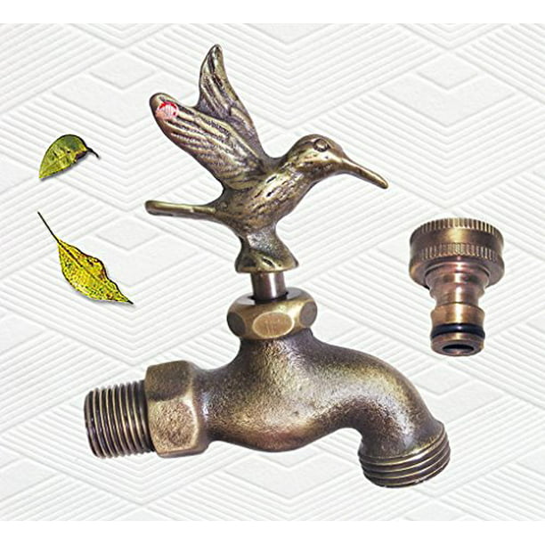 Taiwan Decorative Solid Brass Hummingbird Garden Outdoor Faucet 4 Inches L With A Connecter Com - Decorative Garden Faucet