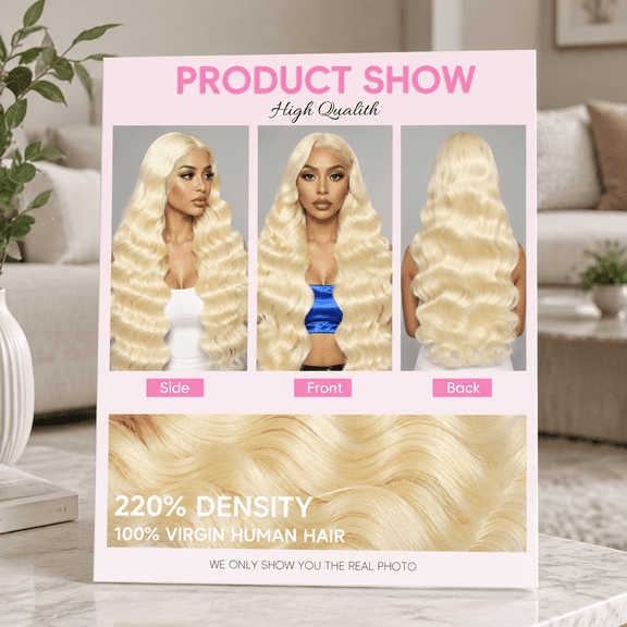 613 Lace Front Wig Human Hair 13x6 Hd Blonde Body Wave 26 Inch