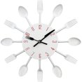 thumbnail image 1 of Mirror Effect Kitchen Clock Spoon Fork Cutlery Design Removable 3D Stickers Home Decor, 1 of 3