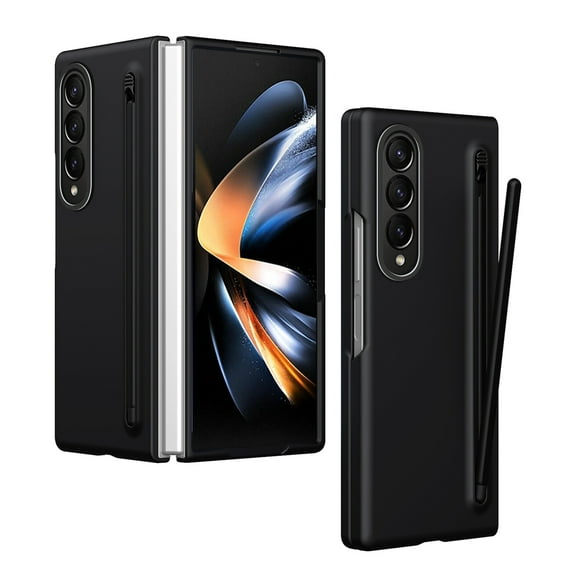Dteck Case for Samsung Galaxy Z Fold 3 with Slim S Pen,Luxury PC Case Built-in Front Screen Protector Full Body Protective Cover for Galaxy Z Fold 3 5G,Black
