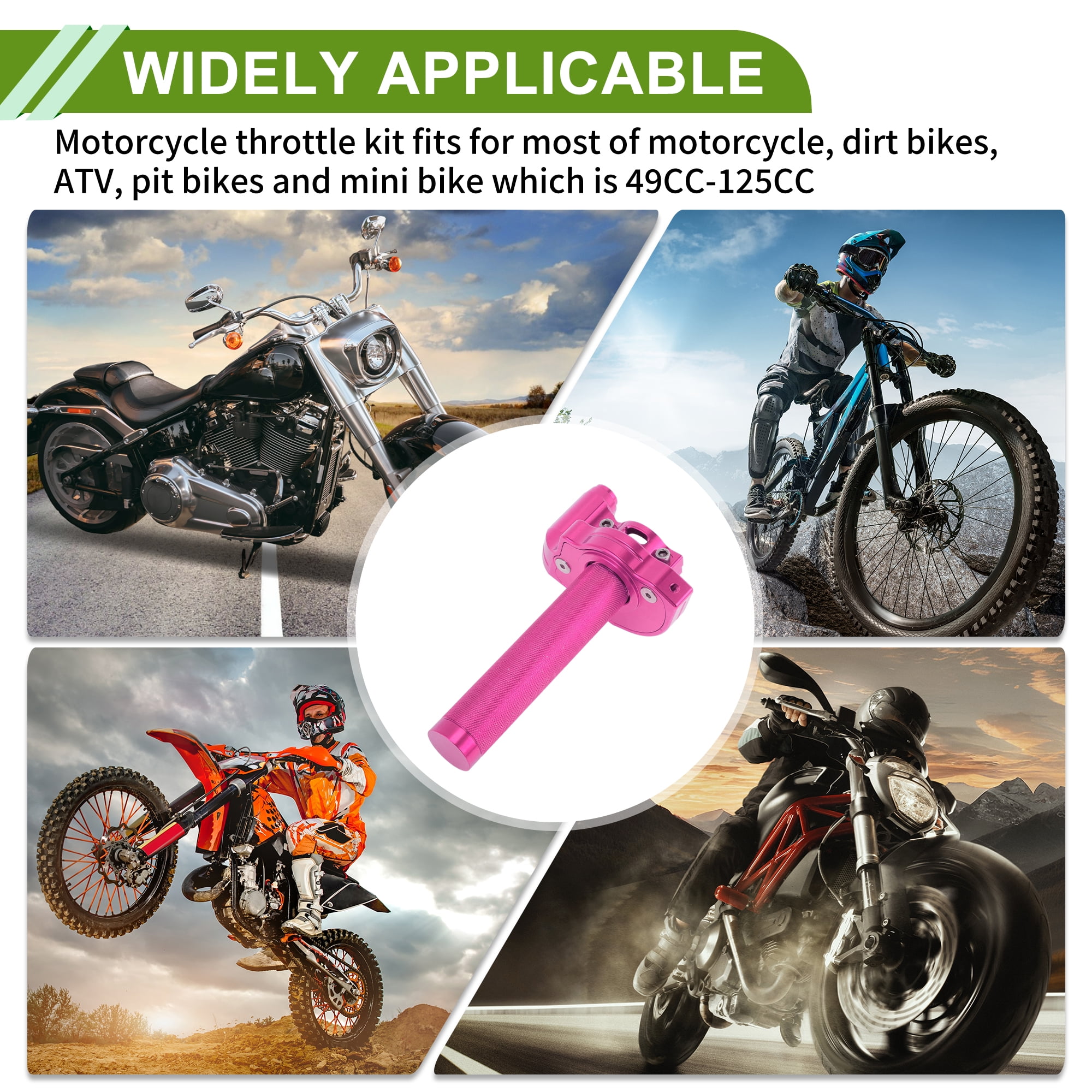 Unique Bargains 22mm Throttle Grip with M10 Screw and 47.2 Inch Cable Rose Red