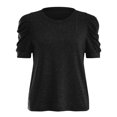 thumbnail image 6 of vigerkar Women's Puff Short Sleeve T Shirts Crew Neck Tunic Dressy Casual Summer Vacation Tops (Black, M), 6 of 8