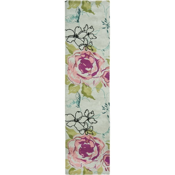 SAFAVIEH Wyndham Mira Floral Rose Wool Runner Rug, Blue/Multi, 2'3" x 9'