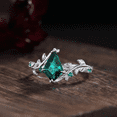 thumbnail image 2 of Kite Cut Emerlad Wedding Ring in 925 Sterling Silver - Proposal Promise Ring - May Birthstone, 2 of 6