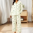 thumbnail image 2 of CQXIDFH Pajamas for Women Patterned Long Sleeve Pajama Set Button Down with Pockets Comfy Fall Sleepwear 2 Piece Pjs Casual Lounge Home Wear, 2 of 4