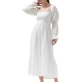 thumbnail image 1 of xiaxaixu Femmes Robes de Plage Longue Robe Manches Longues Épaule Couleur Unie / Robe Florale, 1 of 7