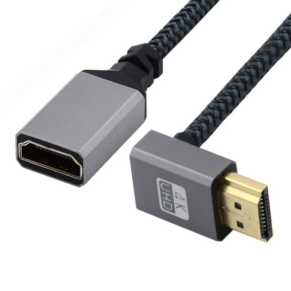 JSER Up Angled 90 Degree HDMI 1.4 Type A Male to A Female Extension Cable Support HDTV 4K 60hz 3D