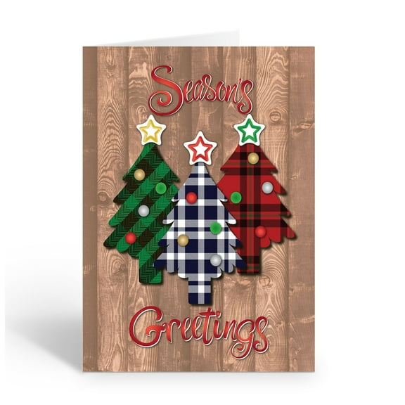 Flannel Ornament Holiday Cards - 12 Cards with Envelopes - Christmas Cards - B18