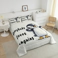 thumbnail image 3 of Cute Penguin Comforter Set Queen Size,Everybody Loves Penguins Bedding,Kawaii Wildlife Safari Animal Down Comforter,Beige Black Simple Duvet Insert with 2 Pillow Cases Bedroom Decor, 3 of 6
