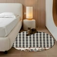 thumbnail image 3 of Farmhouse Round Area Rug 4 FT, Non Slip Indoor Outdoor Rug, American Country Star Barn Black Plaid Berry Washable Circular Carpet Non-Shedding Floor Mat for Coffee Table Nursery Foyer Balcony, 3 of 9
