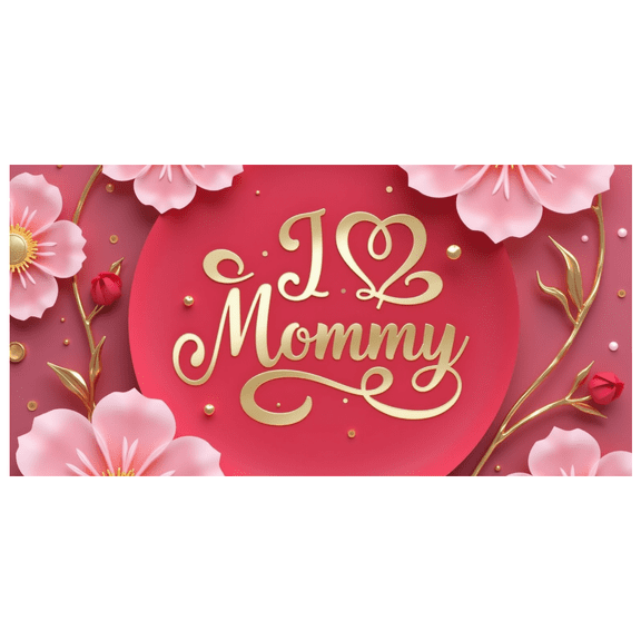 Floral Design I Love Mommy Decorative Mother's Day Banner for Family Celebration Indoor Decoration Party Backdrop