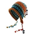 thumbnail image 3 of harmtty Fashion Women Winter Knitted Cap Plush Ball Decor Colorful Elastic Thick Hollow Out Soft Warm Anti slip Regular Fit Ear Lady Winter Hat Blue, 3 of 7