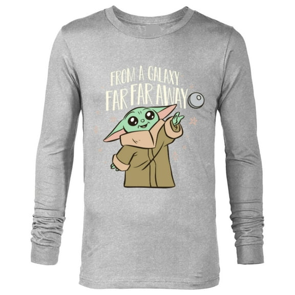 Star Wars The Mandalorian Grogu From a Galaxy Far Far Away - Long Sleeve T-Shirt for Men - Customized-Athletic Heather