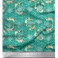 thumbnail image 1 of Soimoi Green Rayon Fabric Grandiflora & Groundcover Roses Floral Print Fabric by Yard 58 Inch Wide, 1 of 3