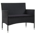 thumbnail image 2 of vidaXL 4 Piece Garden Lounge Set with Cushions Poly Rattan Black, 2 of 5