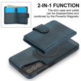 thumbnail image 5 of Decase for Samsung Galaxy S21 Flip PU Leather Back Cover with 2-in-1 Detachable Magnetic Wallet with 5 Card Slots Compatible Mag-Safe and RFlD Blocking Kickstand and Wireless Charging,Blue, 5 of 5