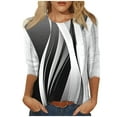 thumbnail image 2 of Jsaierl 3/4 Length Sleeve Tops for Women Summer Crew Neck Shirts Fashion Graphic Petite Blouses Workout Elegant T-shirts Top S-3XL, 2 of 5