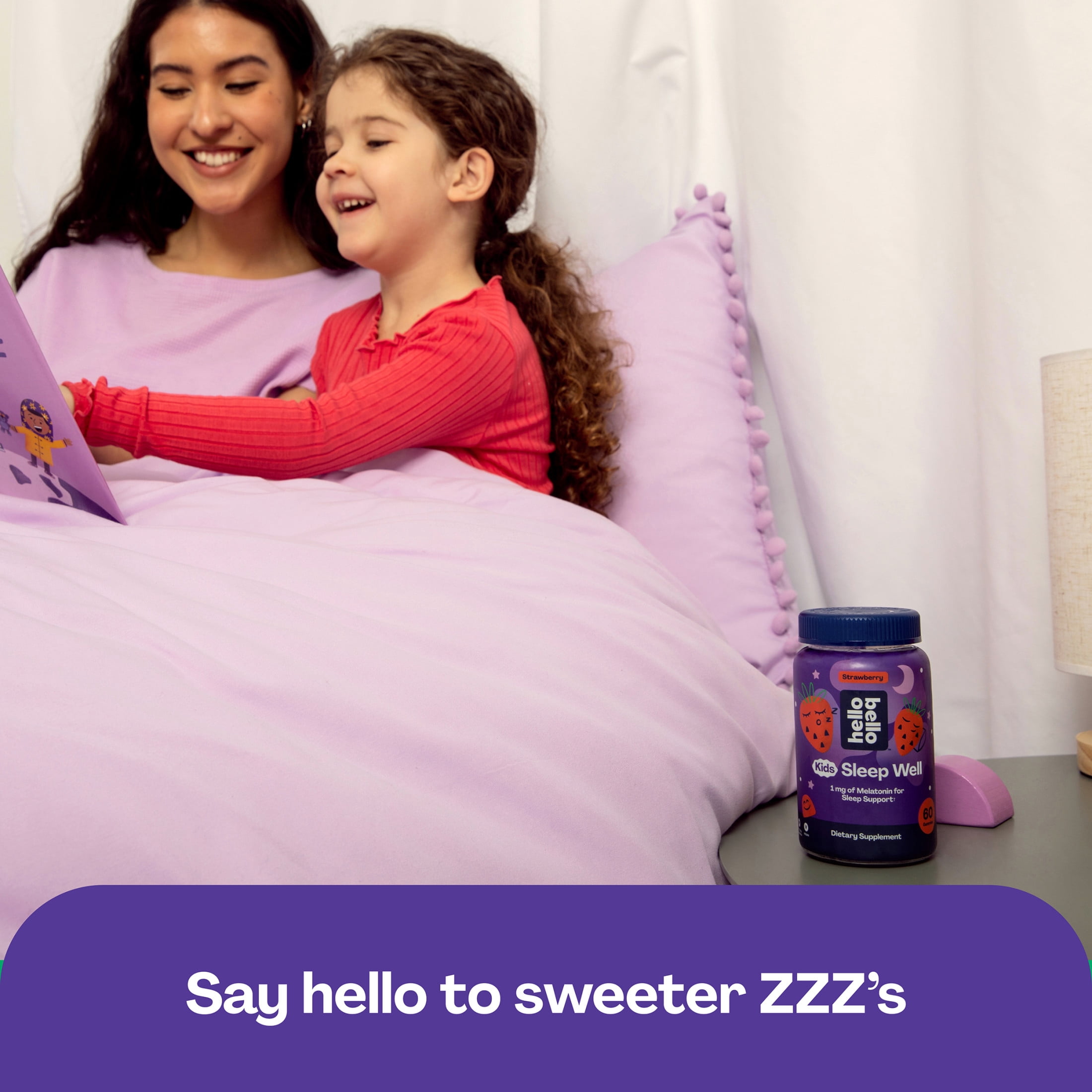 Hello Bello Kids Sleep Well, Strawberry Gummies with Melatonin for Sleep Support, 60ct