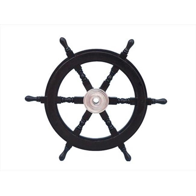 Deluxe Class Wood and Chrome Pirate Ship Steering Wheel 24 in
