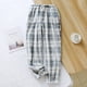 thumbnail image 1 of Pantalones de pijama de franela de invierno para hombres y mujeres, pantalones cálidos de polar coral grueso a cuadros con cuello alto para parejas, pantalones de casa con bolsillo, 1 of 6