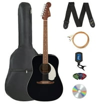 Fender California Standard Redondo Acoustic Guitar - Black Bundle with Gig Bag, Tuner, Strap, Strings, Picks, and Austin Bazaar Instructional DVD