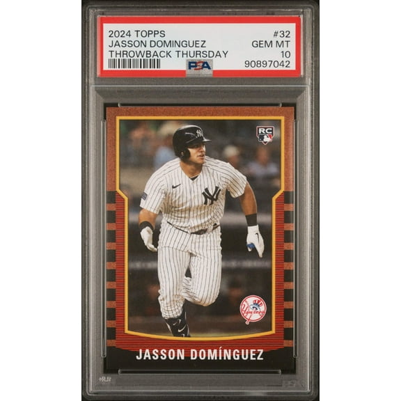 Graded 2024 Topps Jasson Dominguez #32 Throwback Thursday Rookie RC Baseball Card PSA 10 Gem Mint
