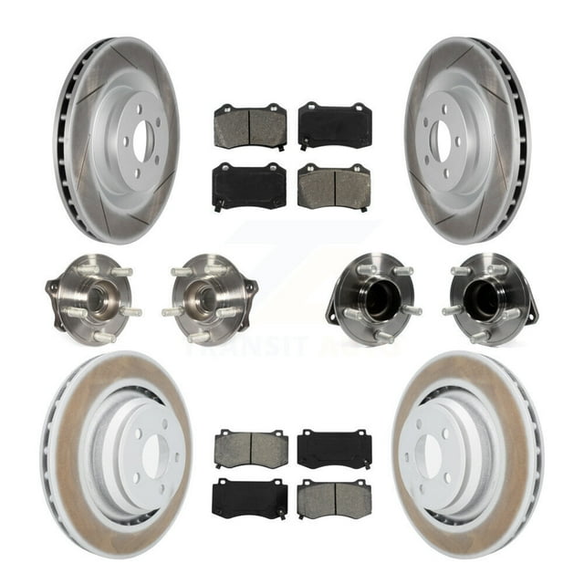 Transit Auto Front Rear Hub Bearings Assembly Coated Disc Brake Rotors and Semi-Metallic Pads Kit (10Pc) for Car Dodge Charger Challenger - Left Right Side (Driver Passenger) KBB-112262