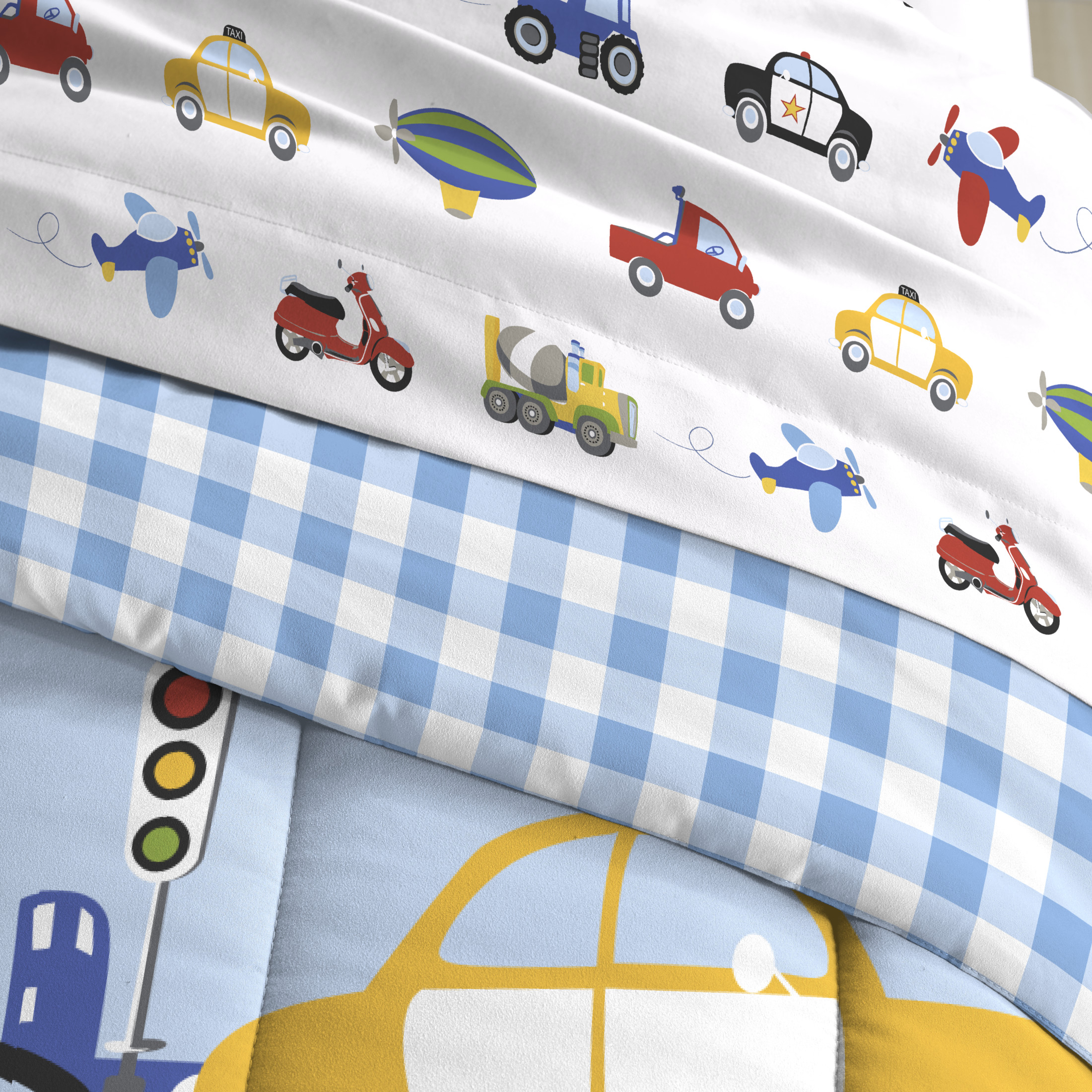 Dream Factory Trains and Truck Pattern Twin 5 Piece Bed-in-a-Bag, Bed-in-a-Bag, Cotton/Polyester, Blue, Multi, Male, Child - image 3 of 6