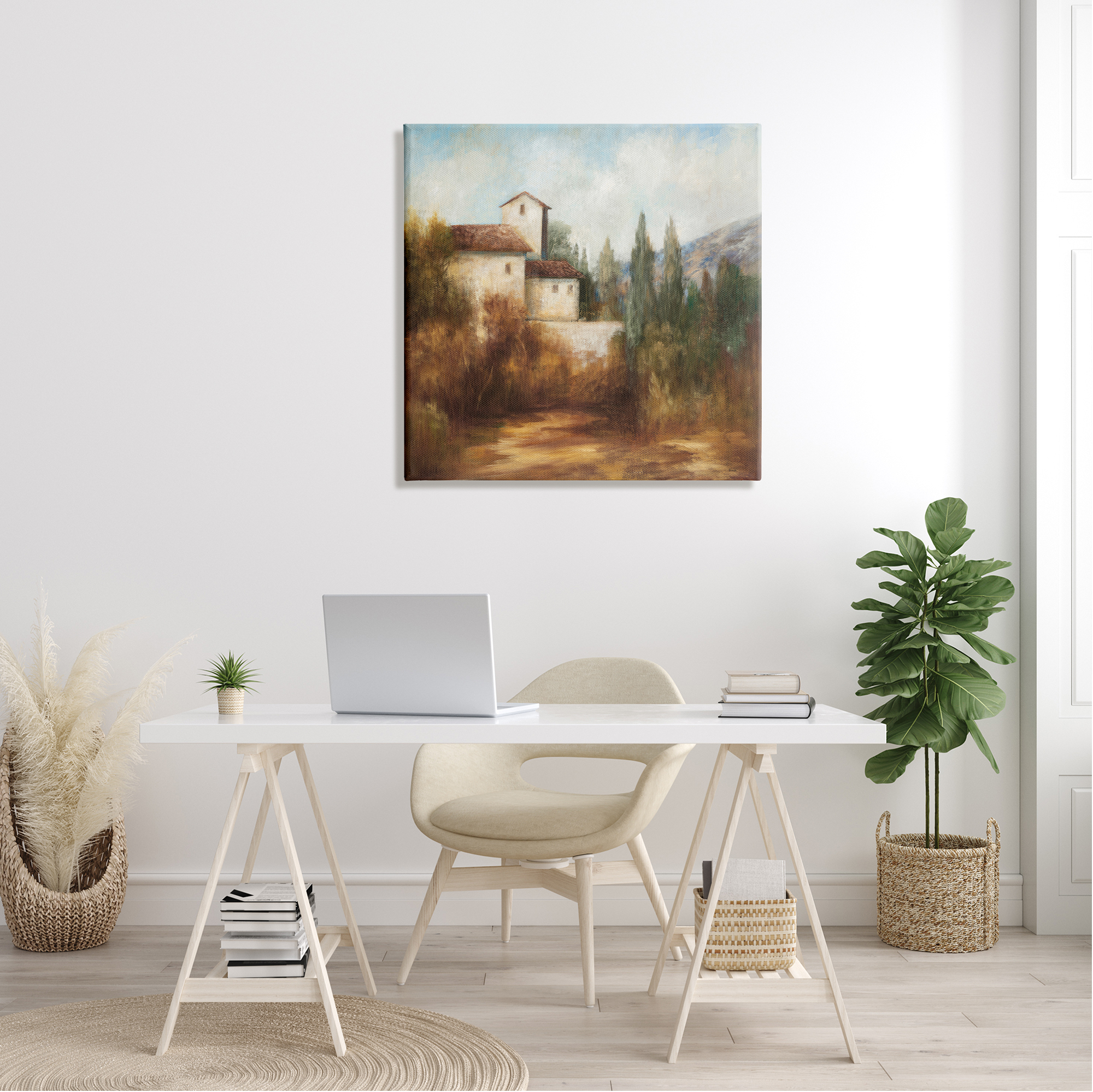 Stupell Industries Countryside Estate Warm Autumn Field Villa Landscape Painting Gallery Wrapped Canvas Print Wall Art, Design by Theo Beck