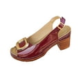 thumbnail image 2 of Viluyesy Women's Chunky Heeled Sandals, Peep Toe Slingback Adjustable Buckle Casual Fashion Dress Shoes Wine 8.5, 2 of 7
