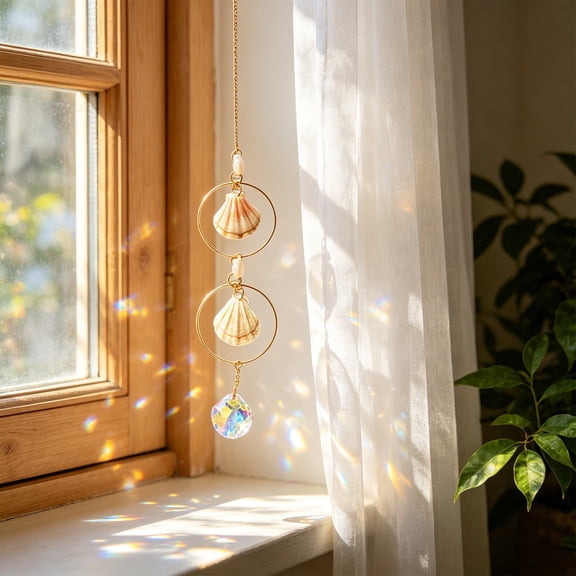 Suncatcher for Window Hanging 38cm, Iron Art Ornament with Acrylic Prisms, Sun Catcher for Home Garden Decor Gift, Light Refracting Suncatcher for Window Display