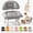 Grey, variant on Rolling Low Stool with Backrest, PU Leather Padded Floor Chair, Padded rolling low stool with backrest, PU leather seat and 360° casters for floor-level home tasks.