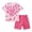 Red-2, variant on Girls Summer Outfits 2 Piece Short Sleeve Top And Shorts Casual Playwear Soft Blend Comfortable Elastic Waistband For Toddler Little Kid Youth