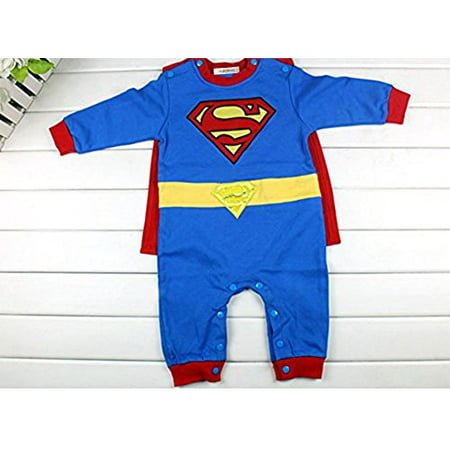 StylesILove Baby Boy Superman Costume Jumpsuit and Cape Blue (3-6 Months)