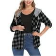 thumbnail image 2 of FDGIU Women's Plaid Flannel Shacket - Plus Size Fleece Lined Hooded Coat, Long Sleeve Button-Down Shirt Jacket, Oversized Flannel Hoodie, Warm Winter Zip-Up Coat, 2 of 5