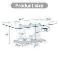 thumbnail image 4 of A rectangular modern and fashionable coffee table with tempered glass tabletop and white MDF legs. Suitable for living room.47.2"*25.5"*18", 4 of 9