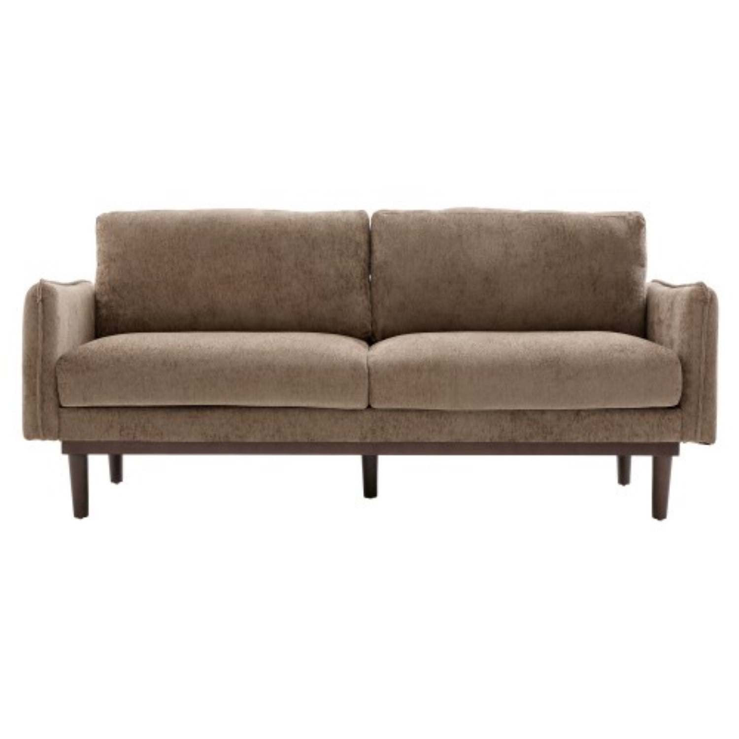 Modern Style Loveseat Sofa 75.75" 2 Seater Sofa Couch with Spacious Seating Area, Chenille Fabric Upholstered Sofa with Pocket Spring Cushions and Rubber Wood Legs for Living Room, Brown