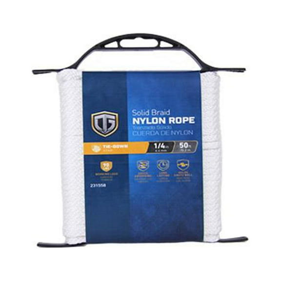 642191 Nylon Polypropylene Rope, Smooth Braid, White, 1/4-In. x 50-Ft. - Quantity 6