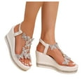 thumbnail image 6 of Mostsola Platform Sandals Women Wedges Rhinestone Butterfly T-Strap Elastic Ankle Strap Dress Shoes, 6 of 9