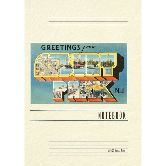 Vintage Lined Notebook Greetings from Asbury Park, New Jersey, (Paperback)