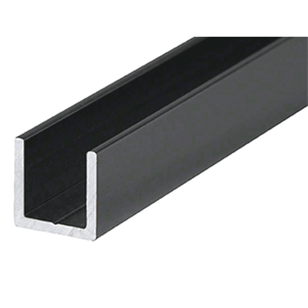 CRL D321BL Flat Black 3/8" Single Aluminum UChannel