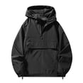 thumbnail image 2 of VeFlora Men's Active Solid Jackets, Lightweight Anorak Coat Tops -Half-Zip, Hooded, Elastic Hem, Spacious Pocket, Durable Fabric, Versatile Streetwear(Black/S), 2 of 8