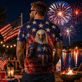 thumbnail image 3 of Omeoer Patriotic Eagle Graphic T-Shirt USA Flag American Hero 3D Print Short Sleeve Crewneck Tee for Men Women, 3 of 6