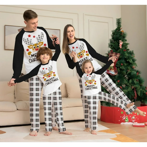 Merry Christmas Family Matching Outfits Adult Kids Baby New Year's Clothes Cartoon Print Sleepwear Soft Pyjamas Xmas Family Look